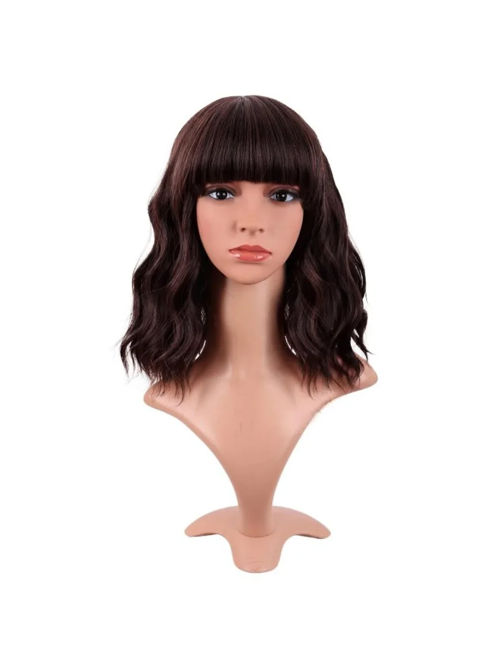 Women's Dark Brown 14 Inch Fresh Bright Synthetic Ordinary Short Wavy Curly Wigs
